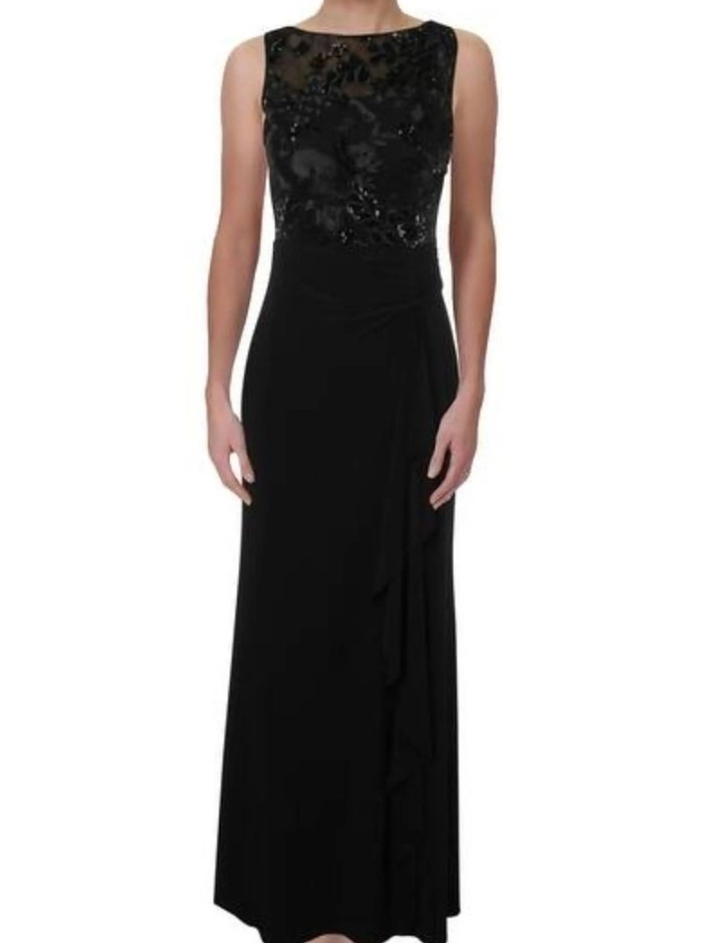 Rampage Black Beaded Sheer Bodice Maxi Dress